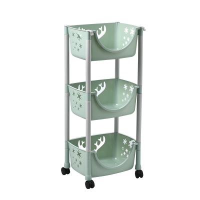 China Highest Product 3 Tier Modern Green Safe Kitchen Plastic Raw Materials Storage Rack For Fruits And Vegetables for sale