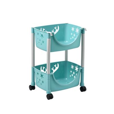 China Stylish And Breathable Blue Modern Product Storage 2 Tier Kitchen Plastic Rack For Fruits And Vegetables for sale