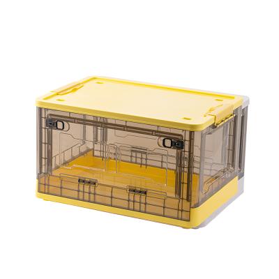 China Sustainable Transparent Eco-friendly Folding Stored Modern Plastic Multifunctional Storage Box With Wheel for sale