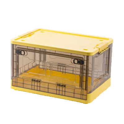 China Good Sustainable Production Line Three Doors Yellow Solid Material PP Foldable Plastic Organizer Storage Box For Home for sale