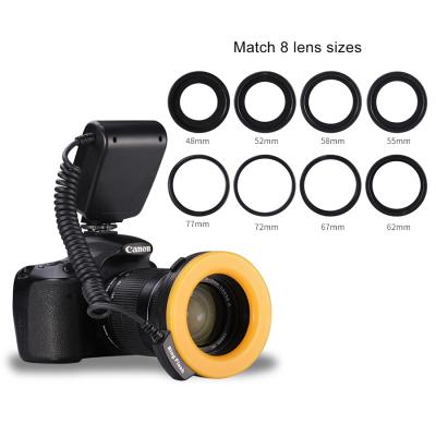 China High Quality Wireless Remote Control RF550D Macro Ring Flash Light Led Macro Shooting Lite with 8 Adapters for Canon Nikon Pentax Olympus Dslr Cameras for sale