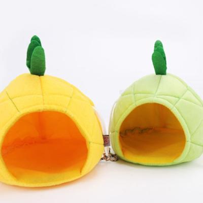 China Hot Selling Cute and High Quality Hammock Sleeping Toys Rat Hideout Hamster House Bed Hamster Pineapple Animal Mini Small for sale