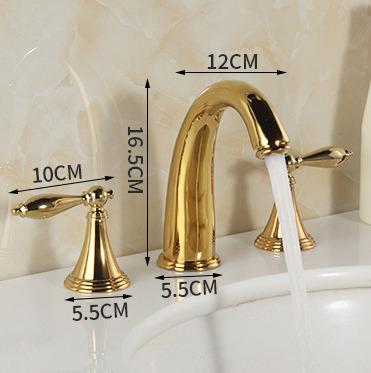 China Widespread Metered Faucets Double Handles Hot Cold Water Vanity Toilets Bathroom Basin Solid Copper Brass Faucet for sale