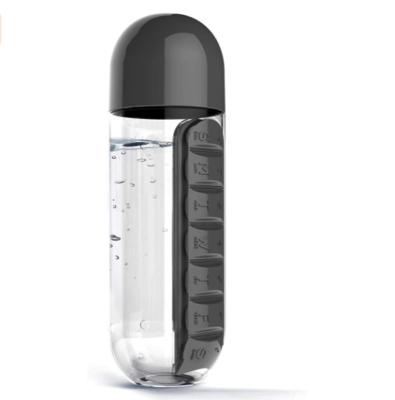 China Modern multifunctional plastic 7days water bottle with pill box for sale