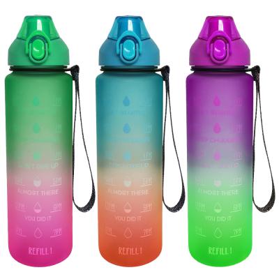 China Largest Capacity 1000ml Viable Water Bottle with Time Marker and Straw, Leakproof BPA Free for Camping for sale