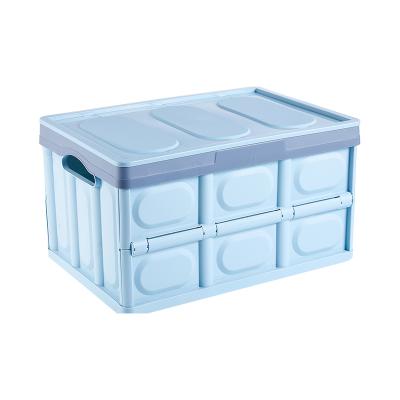 China Sustainable Portable Collapsible Plastic Storage Container 55L Plastic Box Trunk Foldable Storage for sale