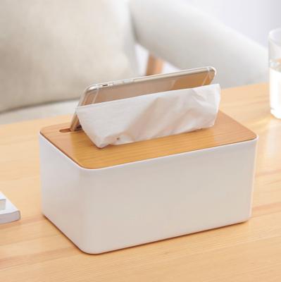 China CLASSIC Rectangular Tissue Box Lid Holder with Bamboo Cover for Office Kitchen Living Room Vanity Countertop for sale