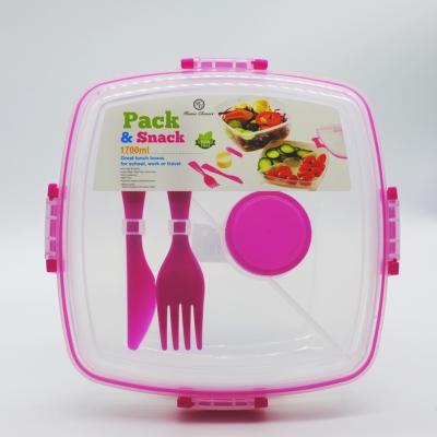 China 1.7 L sustainable lunch box with fork and knife and snack pack good for work and school trip for sale