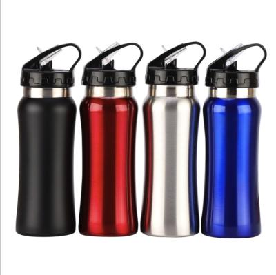 China Sustainable double walls and wide mouth design with straw lid stainless steel water bottle for sale