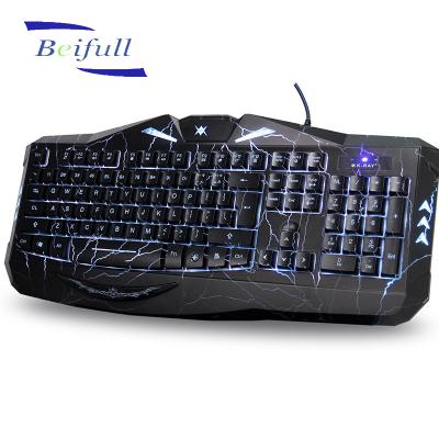 China Membrane New USB Wired Seven Color LED Illuminated Ergonomic Gaming Keyboard for sale