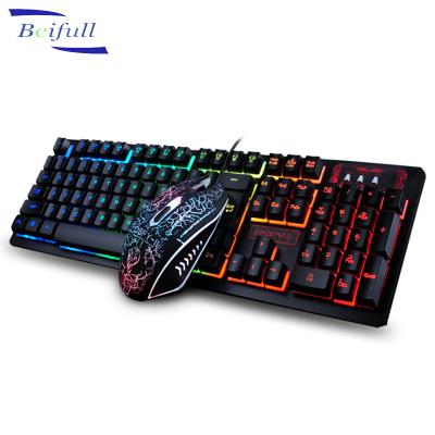 China Cheapest professional high raised mechanical feeling keytop offer USB wired PC keyboard and mouse combo from Shenzhen manufacturer for sale