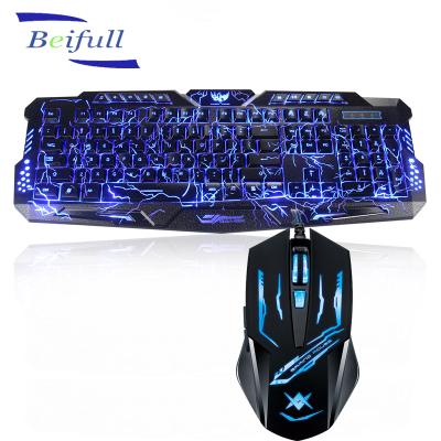 China Bestselling Colorful Backlit and Dimmable Brightness USB Wired Best Cheap PC Backlit Keyboard and Mouse Combo for sale