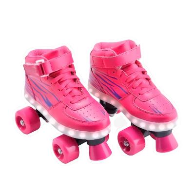 China LED Light Flashlight Roller Quad Skates with US2/US3-5/US6-8 PU Wheels for sale