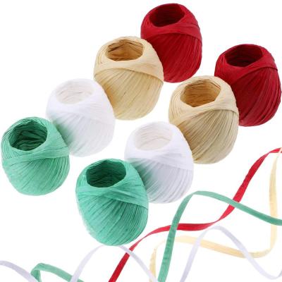 China Natural Decoration and Wrapping Christmas Flower Gift Ribbon Paper Raffia Thread Twine Rope Yarn Paper Raffia for sale