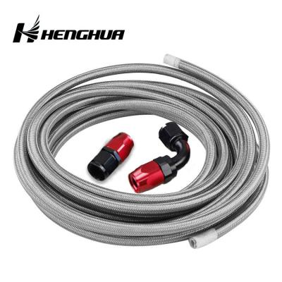 China 304 Stainless Steel Braided Oil Hose  With An Hose Ends Fitting Aluminum Black for sale