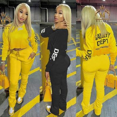 China Designer Reversible Women's Clothing Autumn Print Crop Top Shirt And Jogging Sport Tracksuit Two Piece Sets Women Outfits for sale