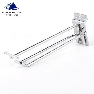 China Wholesale Metal Hanging Slatwall Double Sweep Chrome Plated Hook For Hanging Display for sale