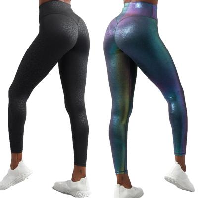 China Antibacterial Shiny Outdoor Hip Tight Fit Sports Pants Workout Yoga Lifting Pants Capris Running Gaiters Breathable Trousers for sale