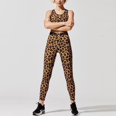 China Breathable Leopard Sets Custom Made Ladies Yoga Suit Sports Apparel Manufacturers Two Pieces Gym Wear Tracksuit for sale