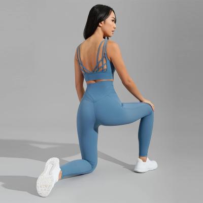 China Wholesale Breathable Yoga Clothes Set Two Pieces Women Leggings And Sports Bra Gym Fitness Sets for sale