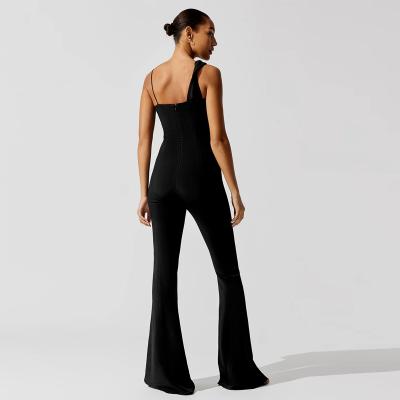 China Latest Design Fashion Sportswear Viable Jumpsuit One Shoulder V-Neck Jumpsuit Women for sale