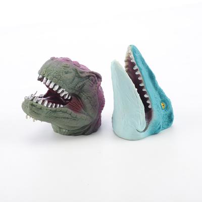 China Custom TPR Silicone Fingertip Dinosaur Toy Soft Gummed Finger Tip for sale