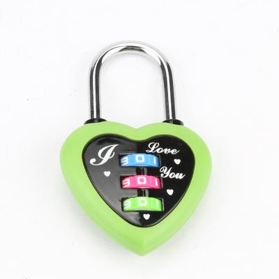 China Heart Shaped 3 Digit Combination Metal Combination Travel Luggage Adjustable Suitcase Lock Padlock for sale