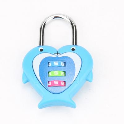 China Metal Combination Luggage Lock In Heart Shape With Cute Fish Cartoon Lock for sale