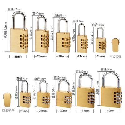 China Adjustable Metal 4 Digits Luggage Combination Brass Travel Lock for sale