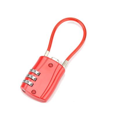 China Colorful Metal Cable Lock TSA 3-Dial Small Digital Combination Lock for sale