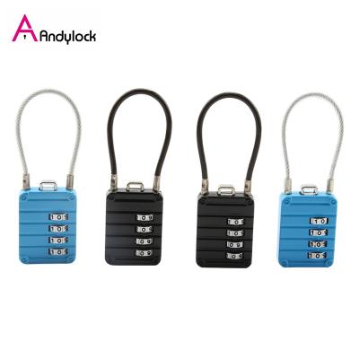 China High Quality Metal Digit 4 TSA Approved Luggage Combination Cable Lock for sale