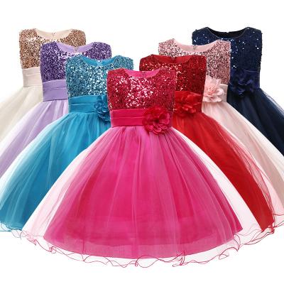 China Anti-wrinkle Girls Flower Sequin Tulle Kids Rose Wedding Dresses For Sale Online Order for sale