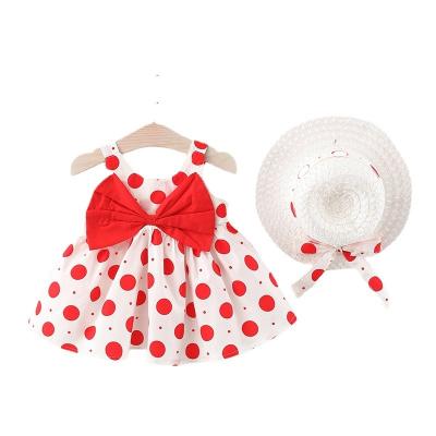 China Girls Washable Polka Dot Bow Sundress Girls Dress for sale