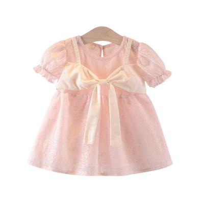 China 2023 summer new washable bow short-sleeved dress for sale