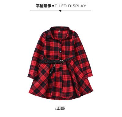 China Long Sleeve Girls' Plaid Waist Dress for sale