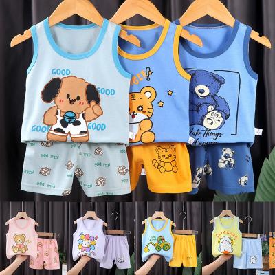 China Casual Kid Clothes New Summer Cotton Children's Vest Shorts Suit for sale