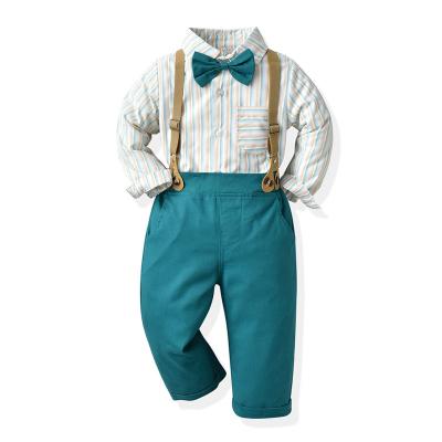 China Cotton Plaid Long Sleeve Shirt Bow Tie Back Pants for sale