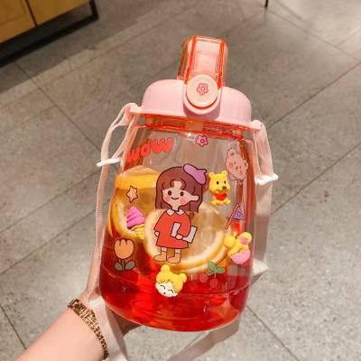 China Hot selling kettle stocked cute large capacity plastic portable high double level appearance 1300ml cup girl pipette drinking cup for sale