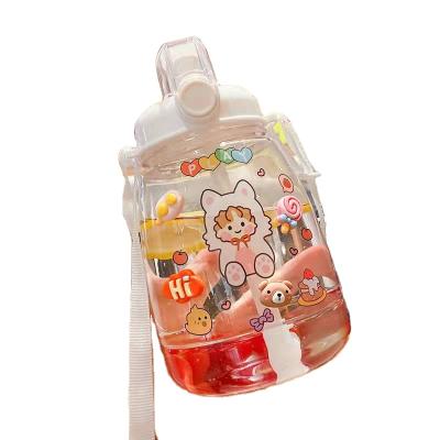 China Minimalist huge capacity outdoor sports backpack creative big belly cute plastic sticker water cup portable straw for sale