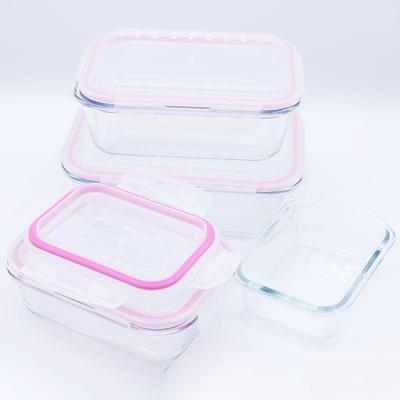 China 2021 Freshness Preservation Bento Lunch Box Rectangle Borosilicate Clear Glass Food Storage Container Exquisite 640ML Capacity for sale