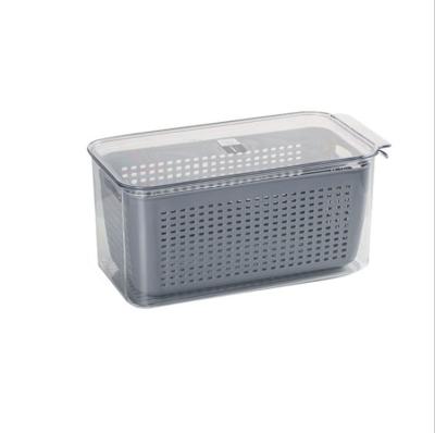 China Large Capacity 5.8L Drain Basket Kitchen Viable Storage Container Portable Clear Plastic Food Storage Box For Fresh Keeping for sale