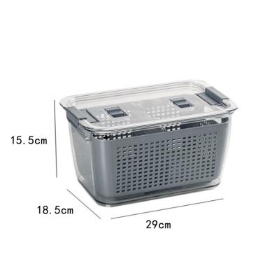 China 2021 5.5L Kitchen Food Storage Box Double Layer Viable Hot Selling Portable Storage Container With Basket And Drain Lids for sale