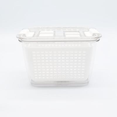 China Viable Small Size Plastic Kitchen Storage Box Fruit Vegetable Drain Crisper Storage Containers With Lid for sale