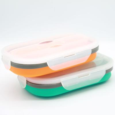 China Freshness Preservation Home Kitchen Microwavable Silicone Collapsible Food Storage Containers Bowl with Plastic Spoon for sale