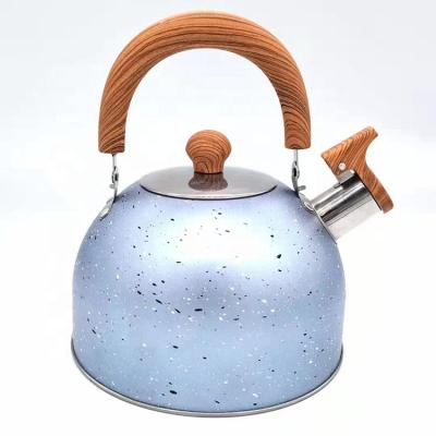 China Viable Color Customized Whistling Tea Kettle 2 L Wooden Handle Teapot Stainless Steel Hot Water Teapot For ALL Stovetop for sale