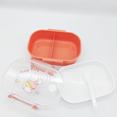 China Wholesale Freshness Preservation PP Plastic Lunch Box 2 Layer Lunch Box Bento Lunch Boxes Square Food Leakproof Container With Spoon for sale