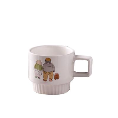 China Viable Simple And Creative Porcelain Cup Cartoon Milk Tea Water Cup Mug Gifts for sale