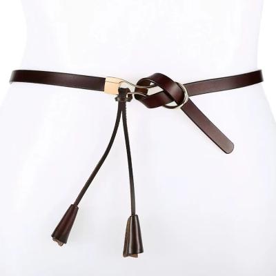 China Fashion Casual Dress Decorative Belt With Skirt Cowhide Fashion Tassel Soft Korean Casual Belt Leather Belt For Women for sale