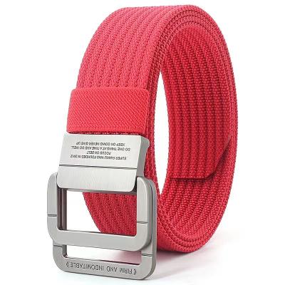 China New Outdoor Nylon Sports Belt Men's Sports Belt Alloy Double Ring Double Ring Buckle Woven Canvas Belt for Men and Women for sale