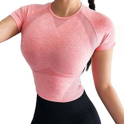 China Minpai Spring Open Navel Tight T-shirt Yoga Shorts Seamless Sleeve Girl Summer Fitness Shorts Sleeve for sale